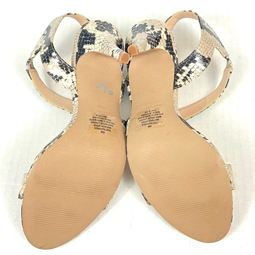 Nine West Adorbs Snakeskin Print Strappy Heels - Size 9 - Picture 7 of 9